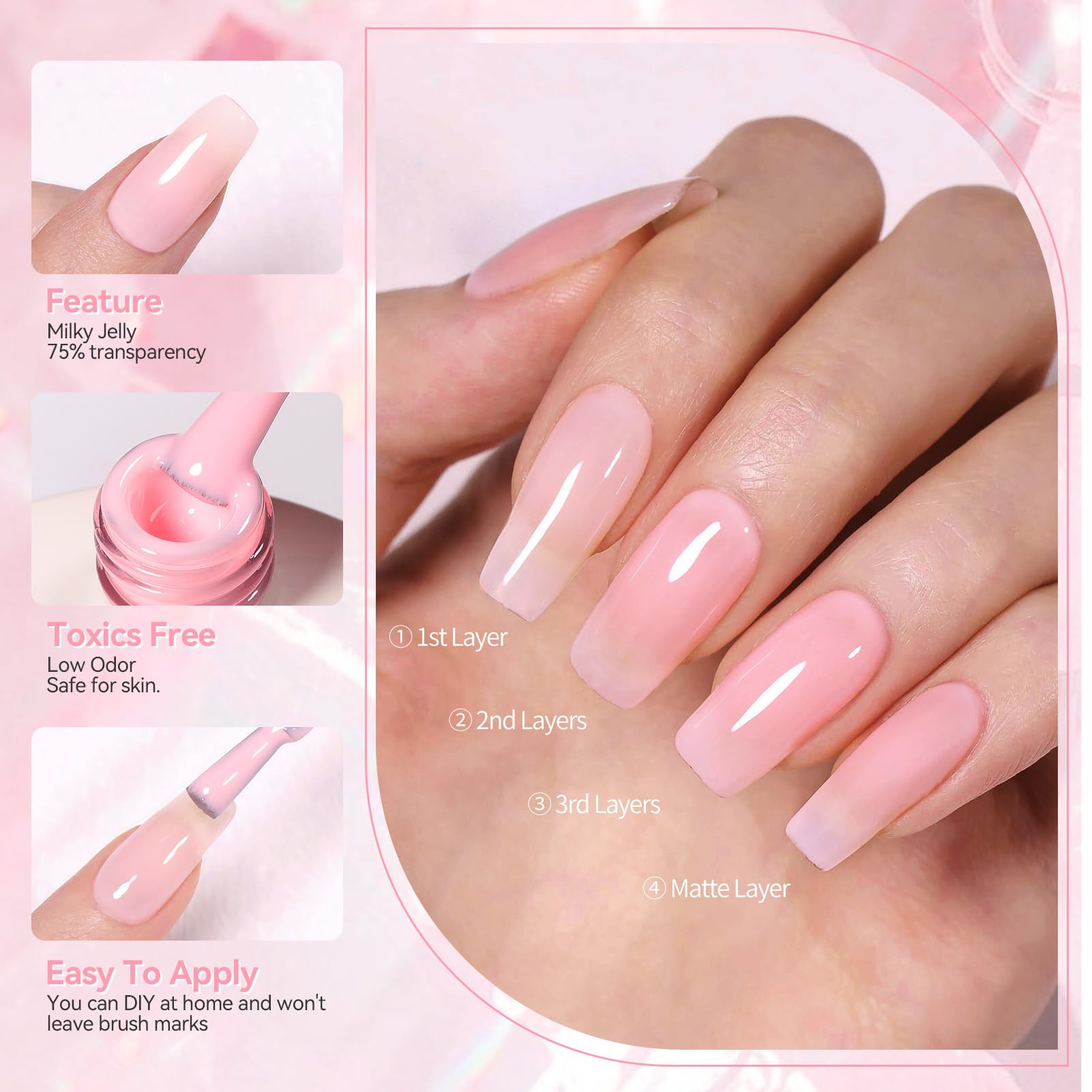 Born Pretty jelly pink nail polish with long-lasting glossy finish