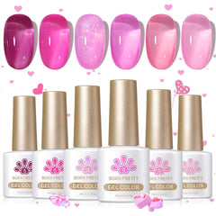 Born Pretty Jelly Rosa Leche: acabado translúcido para manicura elegante.