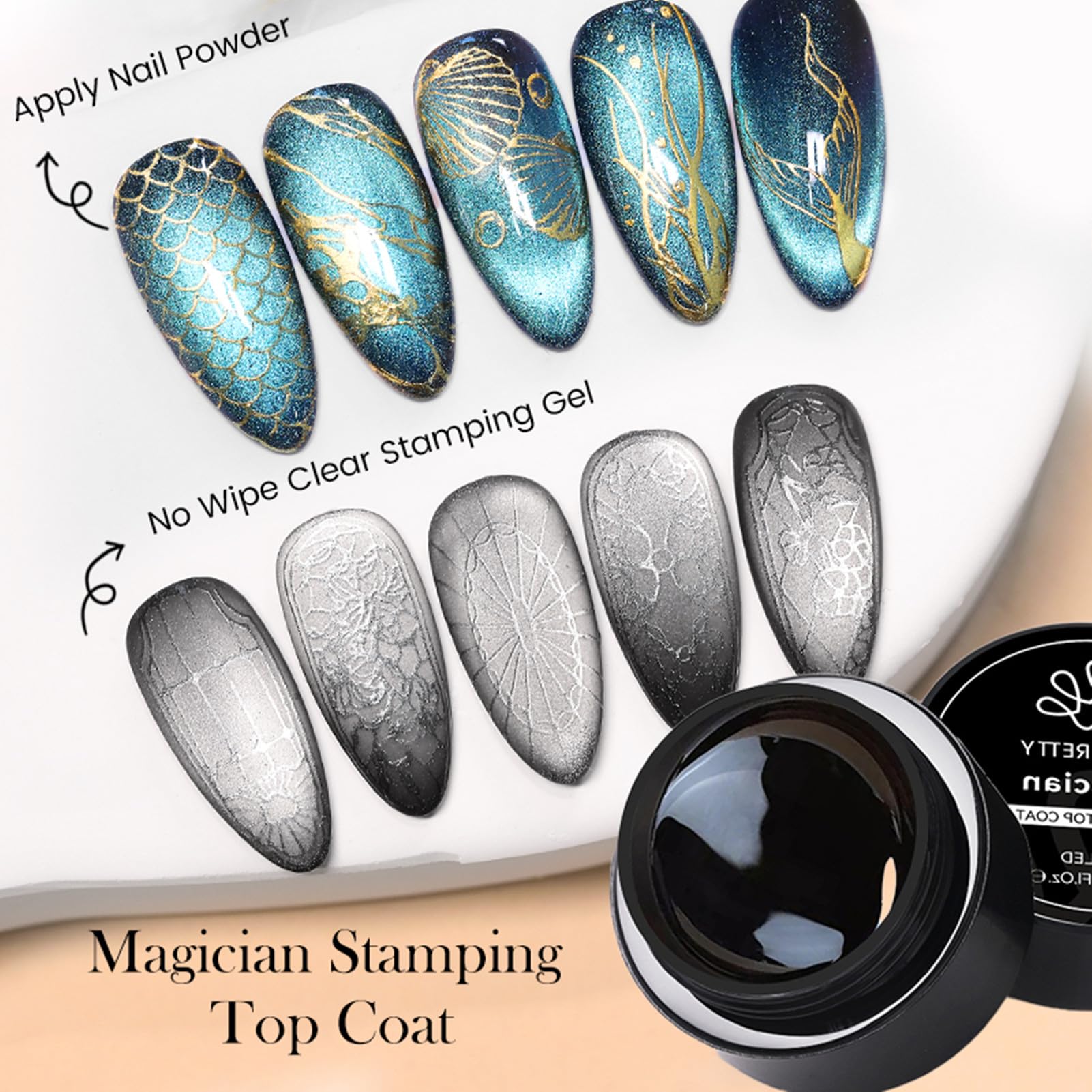 Born Pretty Magician Gel con acabado cristalino suave evita la capa pegajosa al tacto.