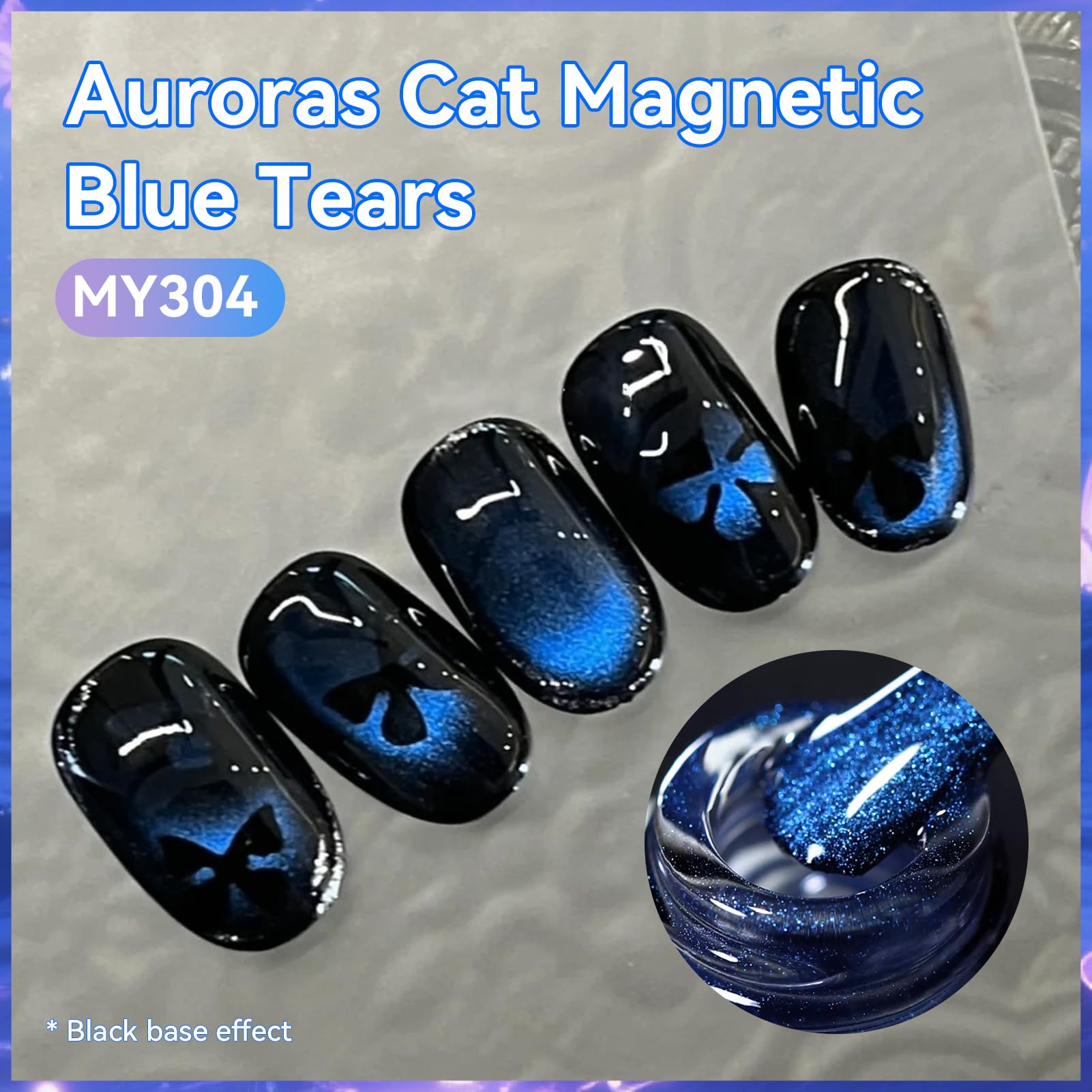 Magnetic pattern creates chic cat-eye effect on nails.