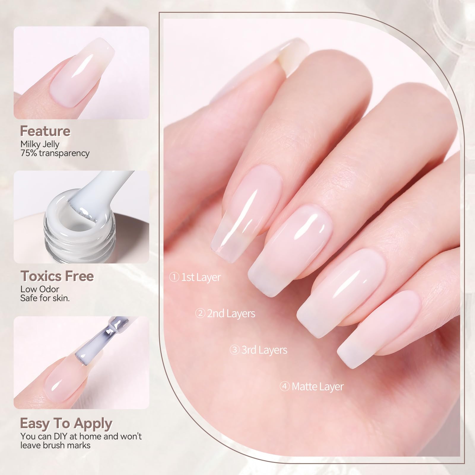 LED curing ensures quick drying and long-lasting gloss for Born Pretty Milky White.