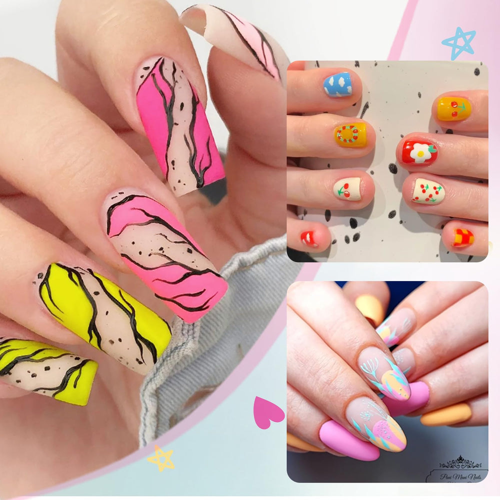 Born Pretty nails art pens on real nails show vibrant hues that pop.