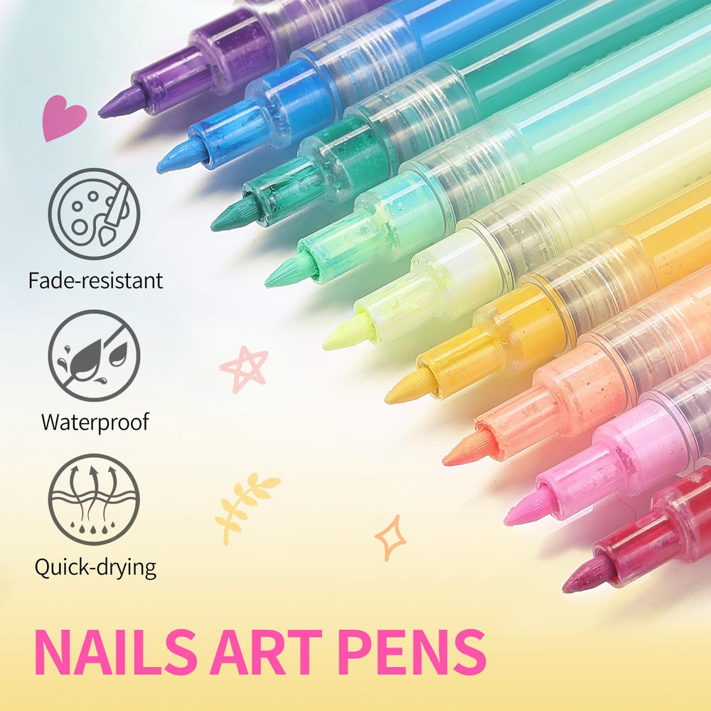 Born Pretty nail art pens crafting floral designs with crisp lines on nails.