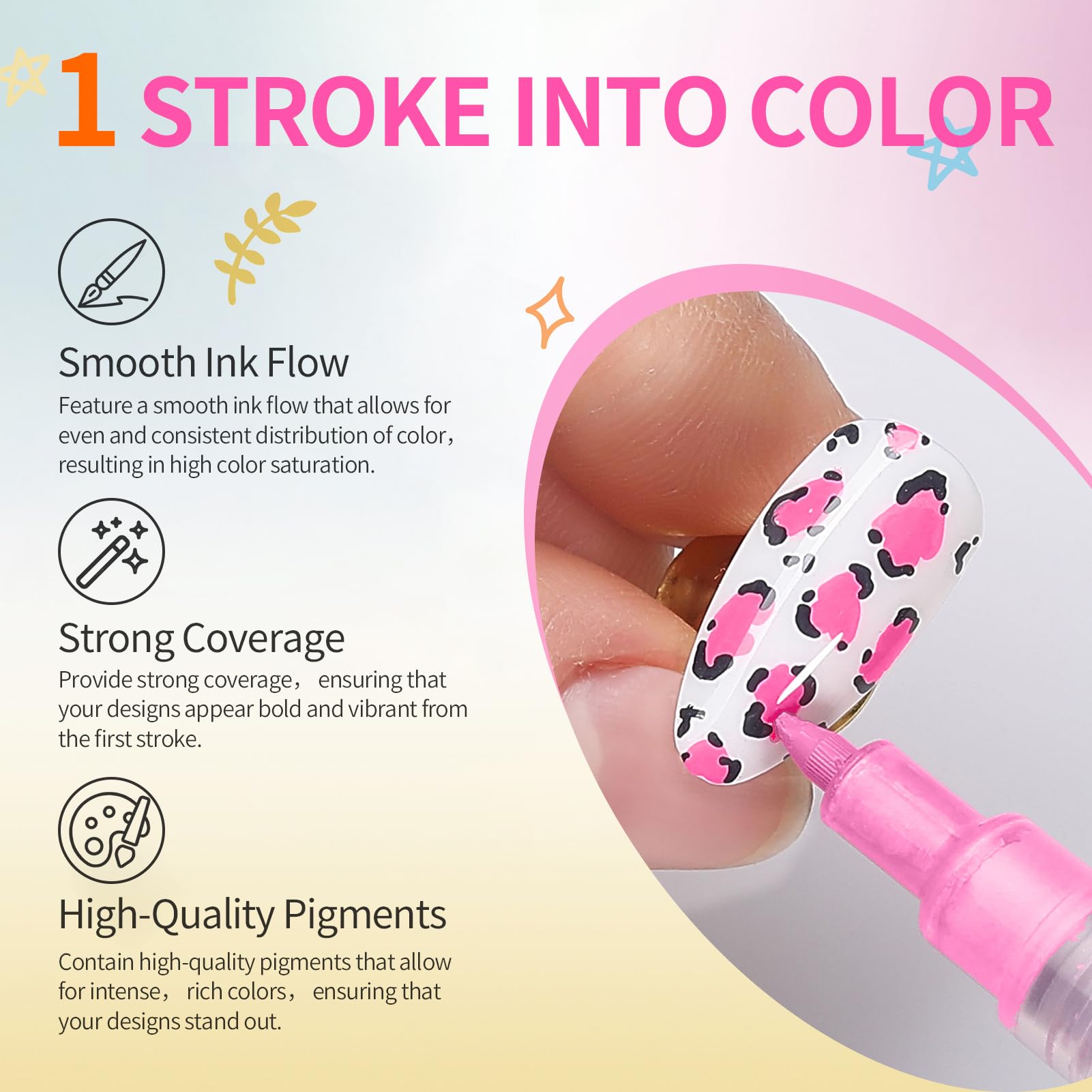 Born Pretty line work with neon pens creates intricate patterns and elegant accents.
