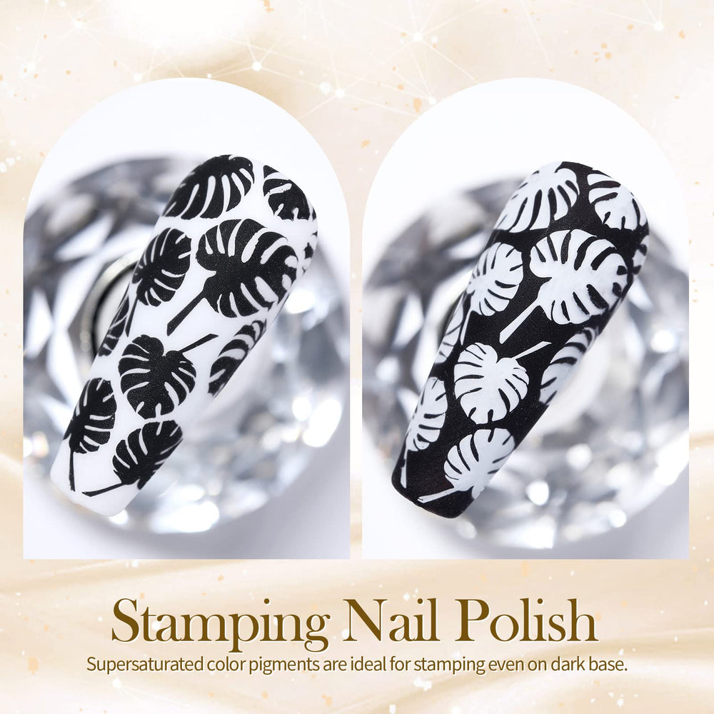 Born Pretty nail art stamping polish black bottle close-up for bold color.
