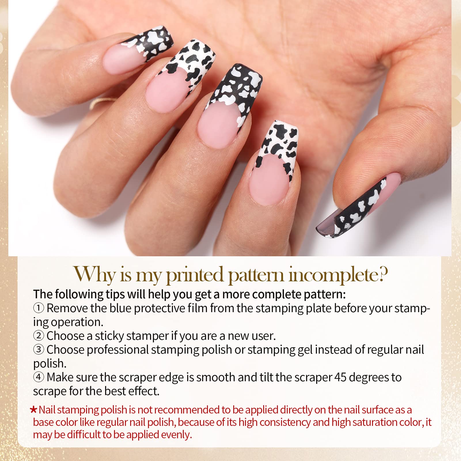 Born Pretty nail art example using white and black for high contrast.
