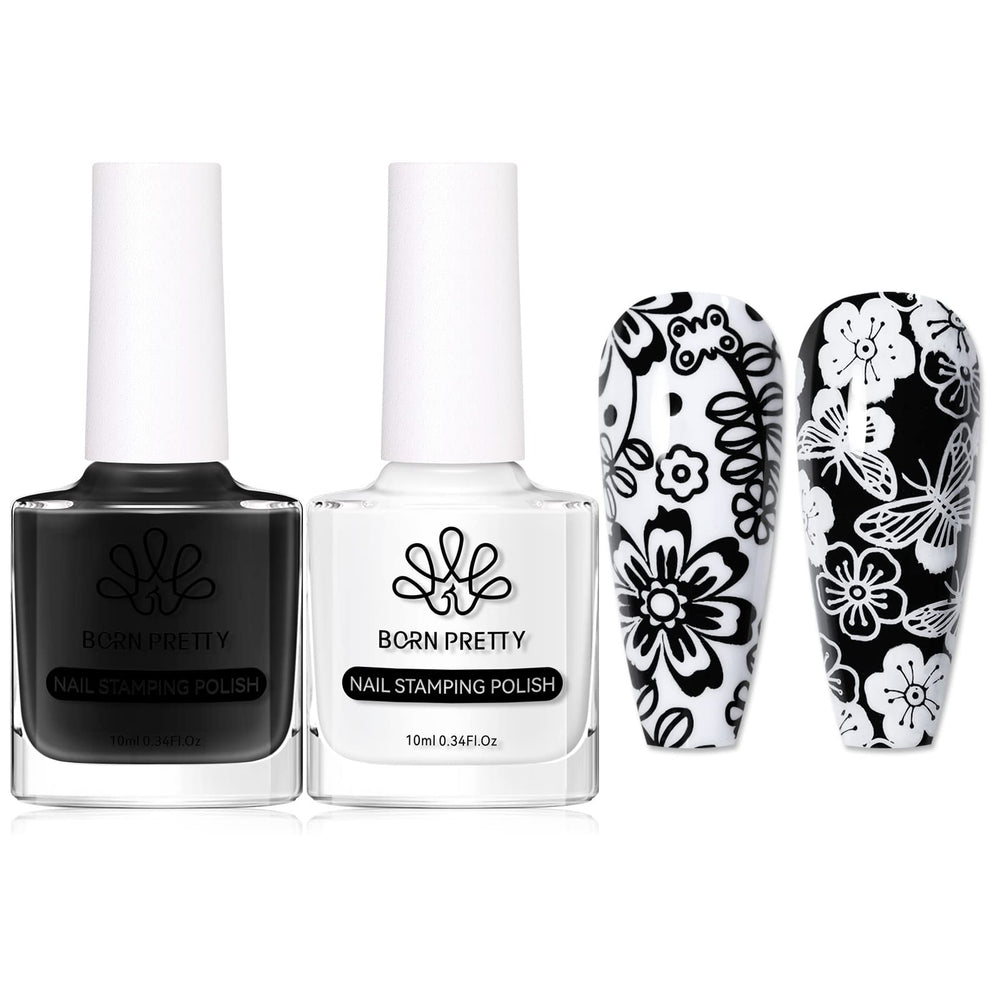 Born Pretty nail art stamping polish white bottle close-up for crisp designs.