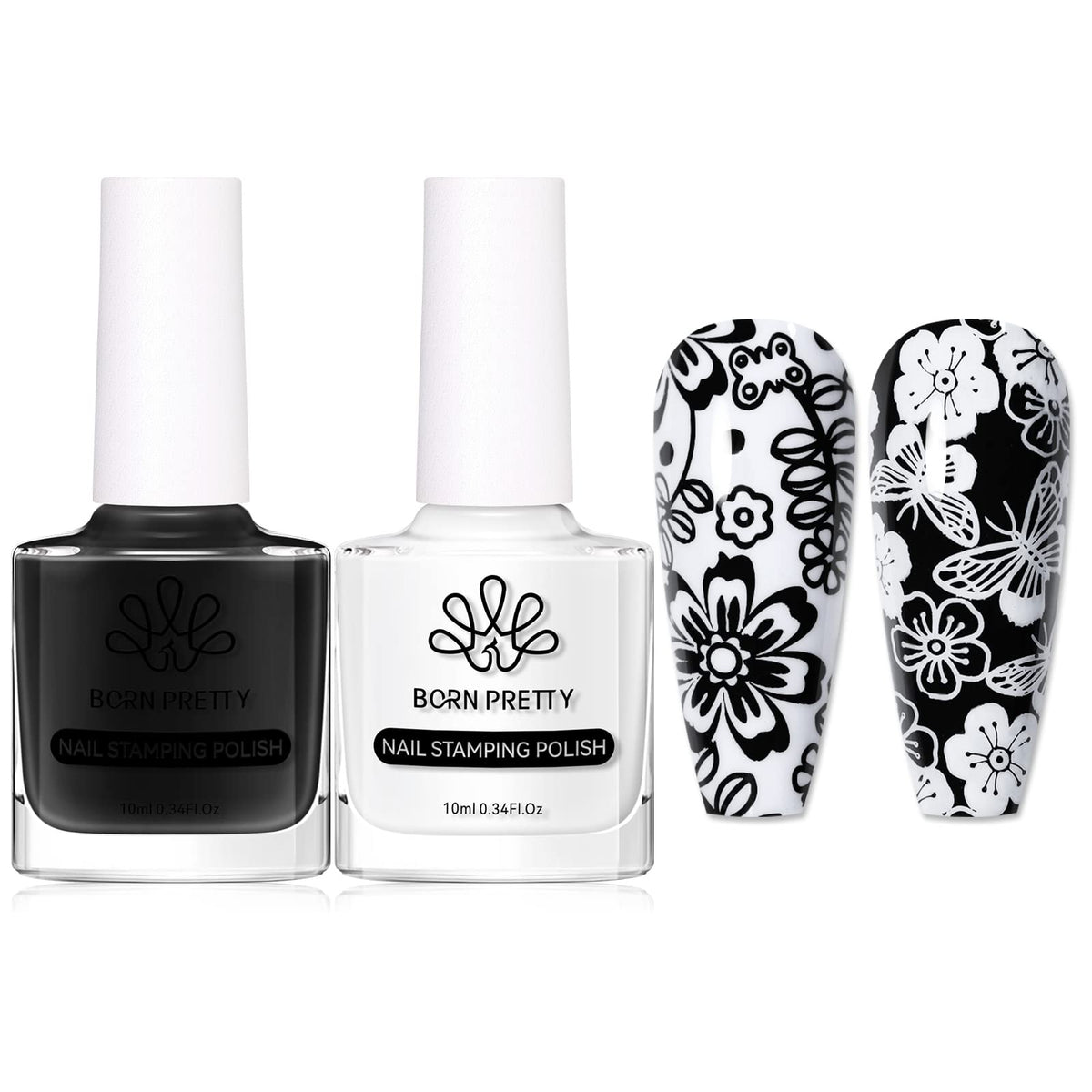 Born Pretty nail art stamping polish white bottle close-up for crisp designs.