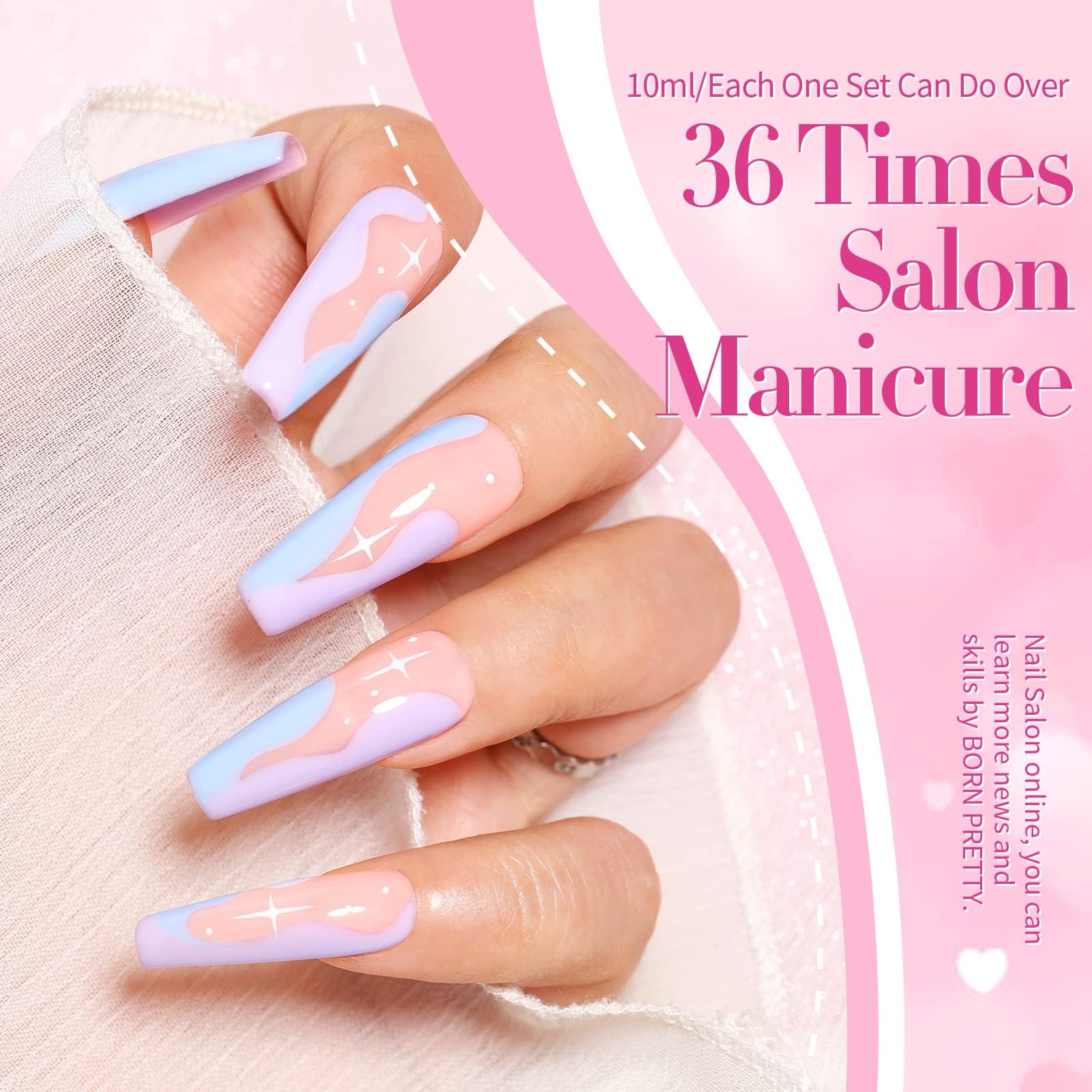 Born Pretty gel pastel azul para uñas frescas de primavera.