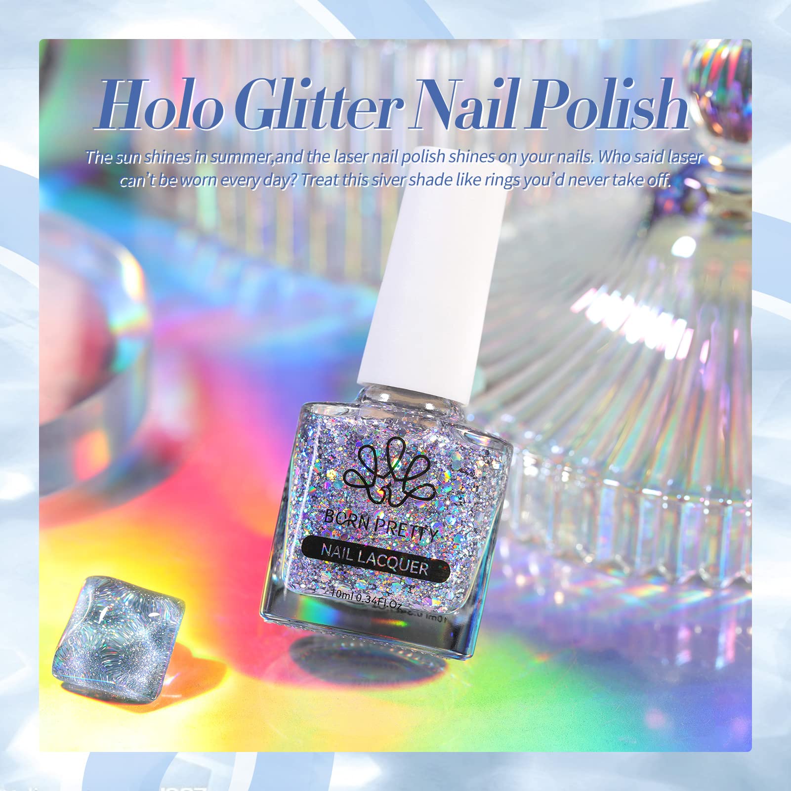 Born Pretty glitter close-up highlights micro-shimmer particles.