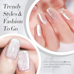 Born Pretty nude pink magnetic gel swatches on nails