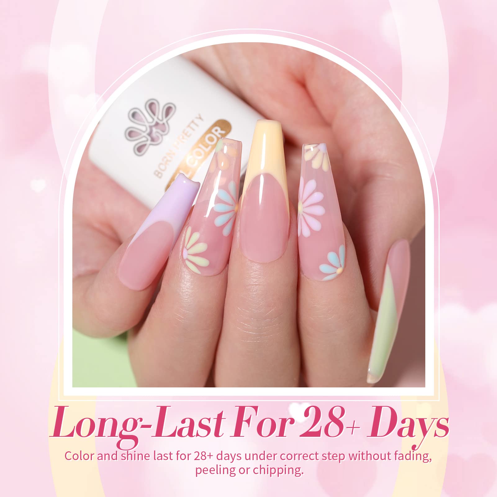 Born Pretty frascos 7 ml alineados para aplicación suave.