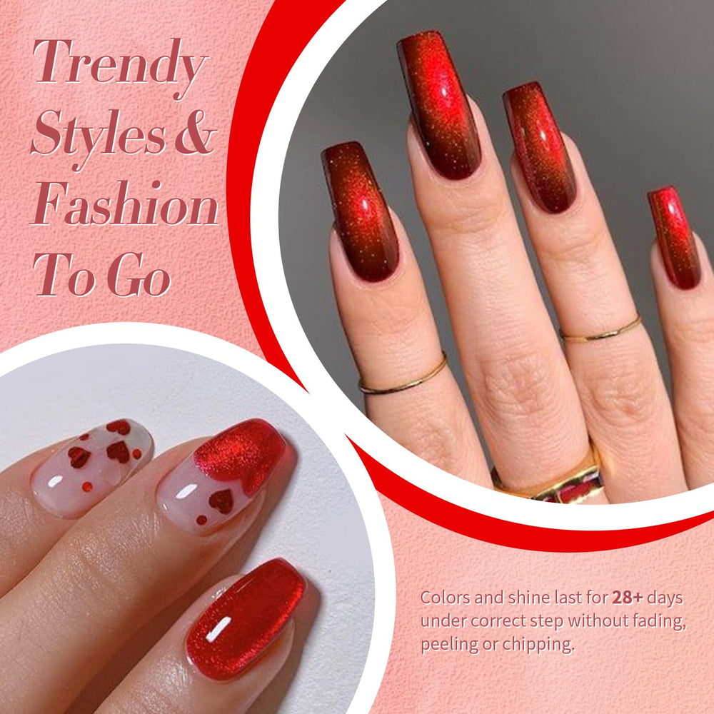 Born Pretty shiny red glitter polish for luxurious, glossy nails.