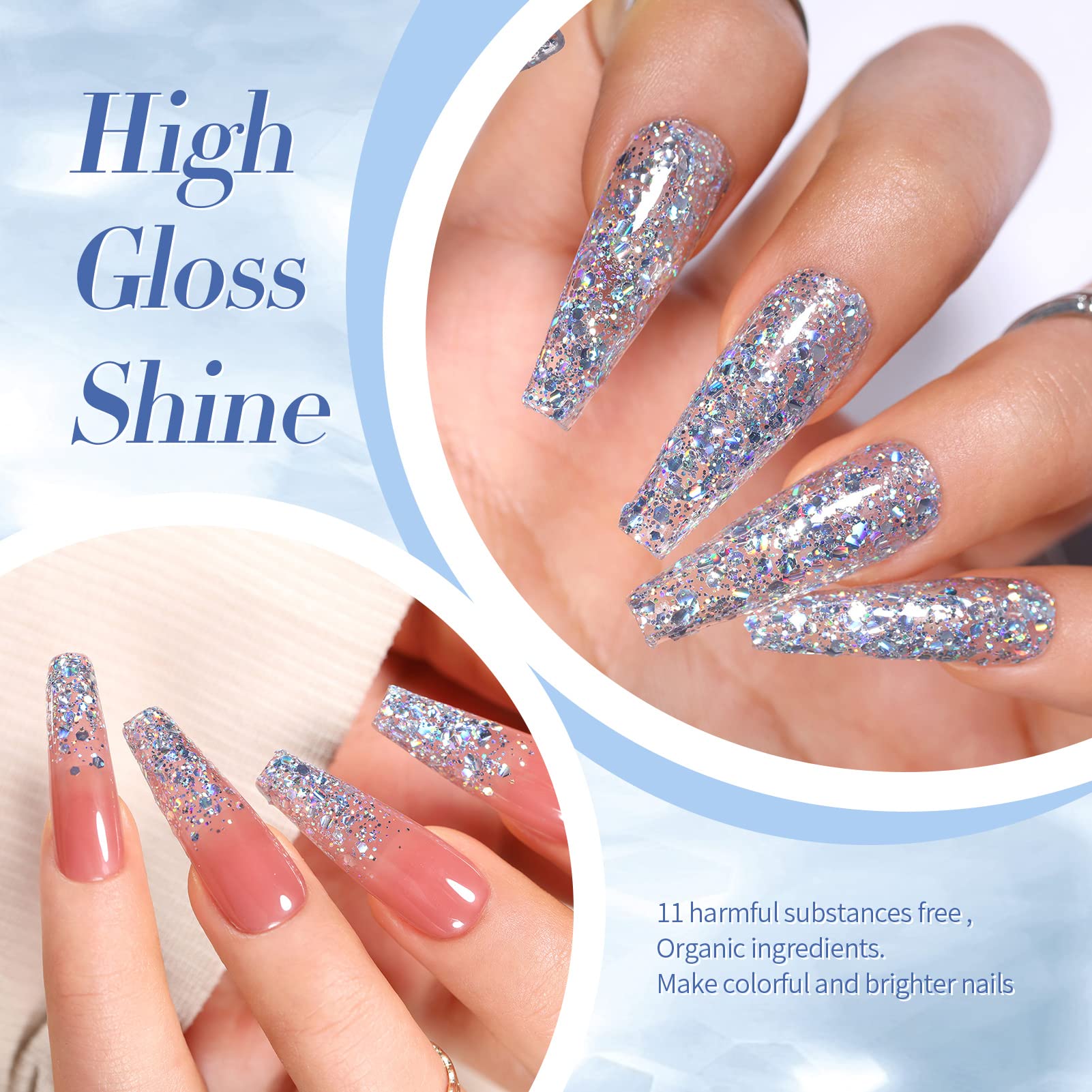 Born Pretty glitter polish in natural light shows disco-like flash.
