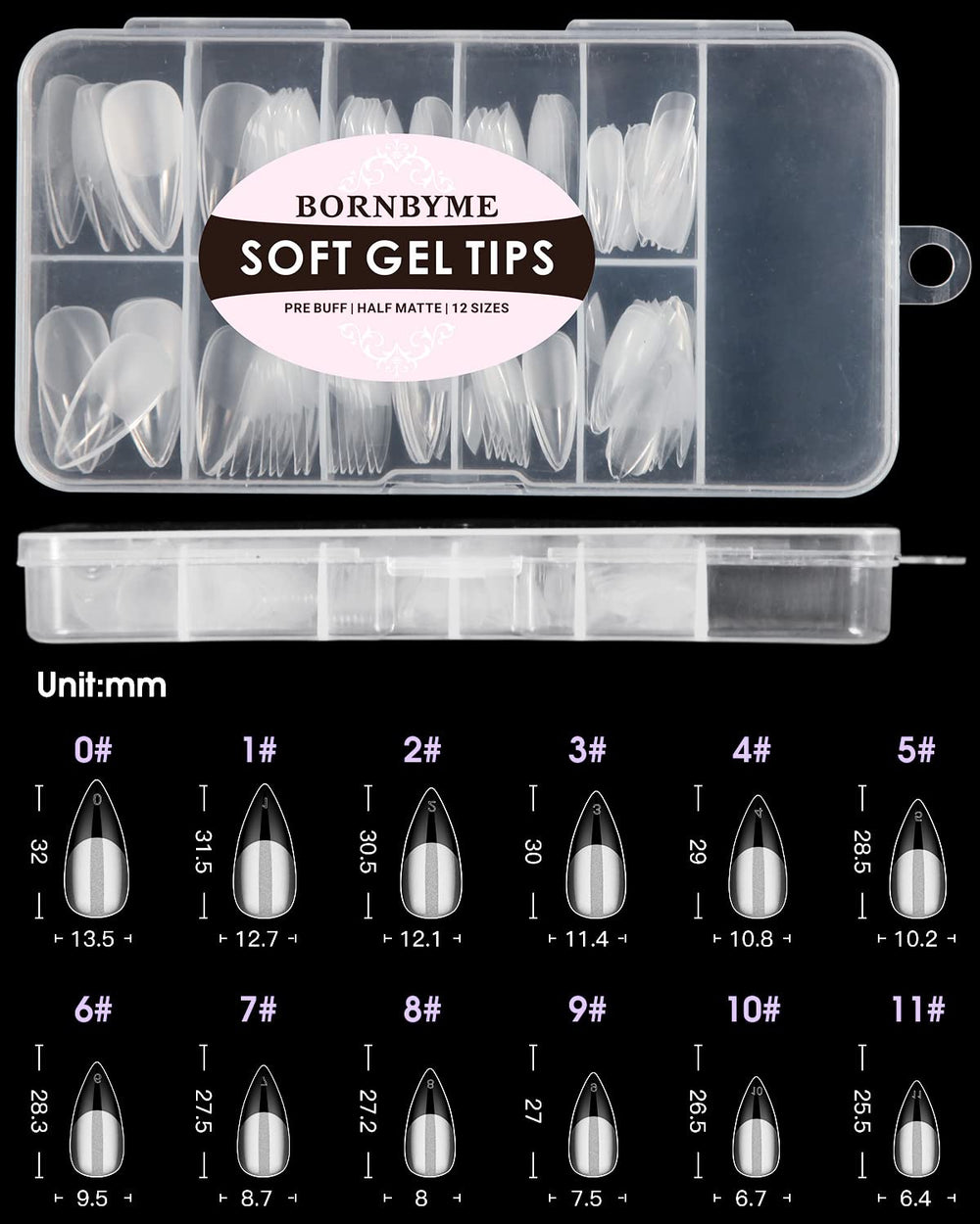 BORNBYME 12 sizes in 120-piece set for a precise fit