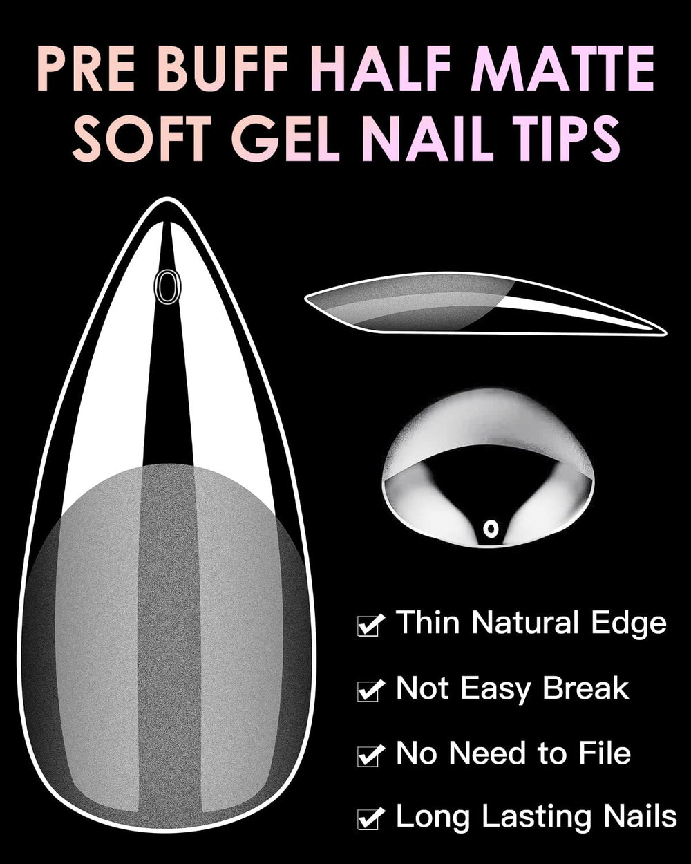 BORNBYME pre-shaped stiletto tips for fast nail app