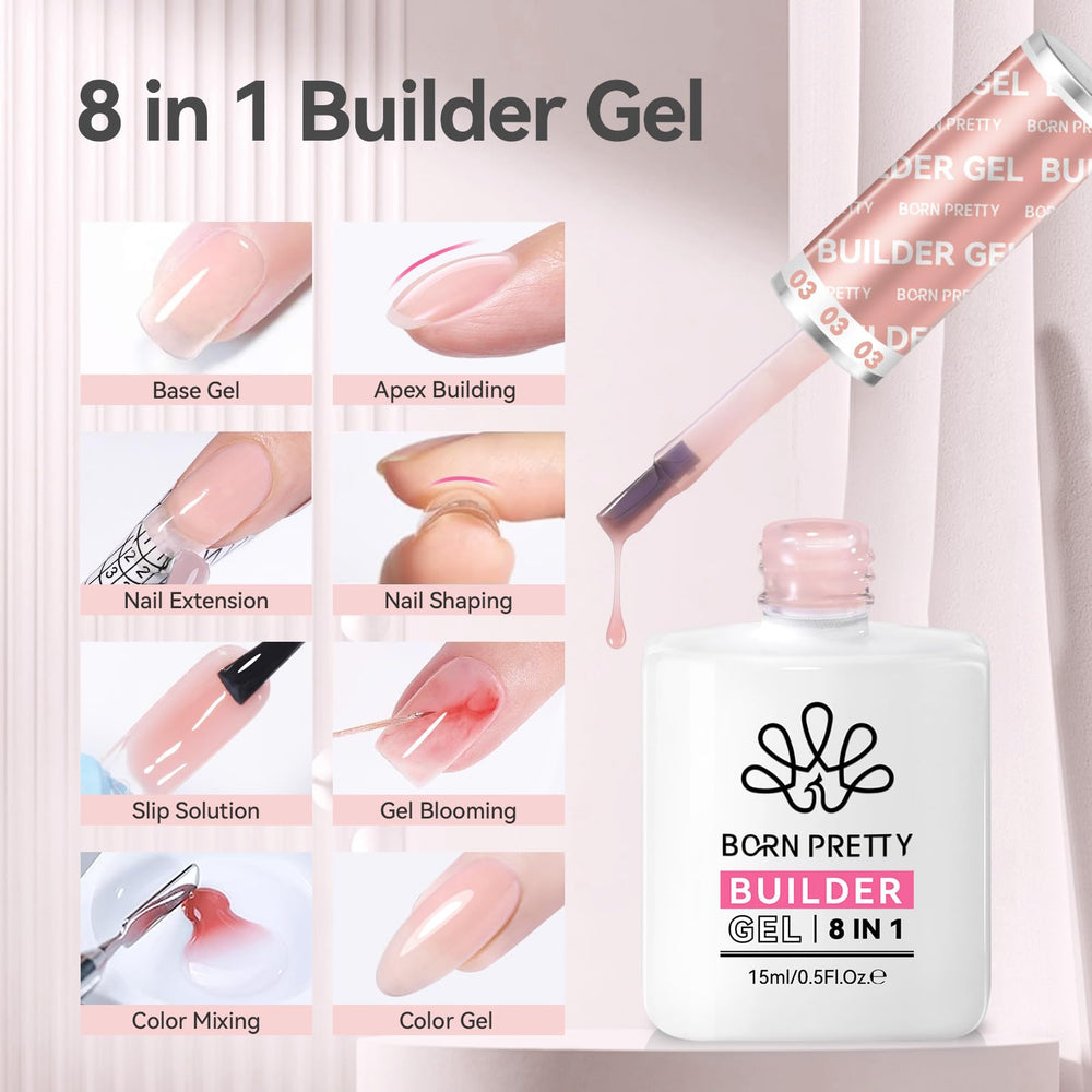 Born Pretty apex-building gel creates strong nail structure for durable extensions.