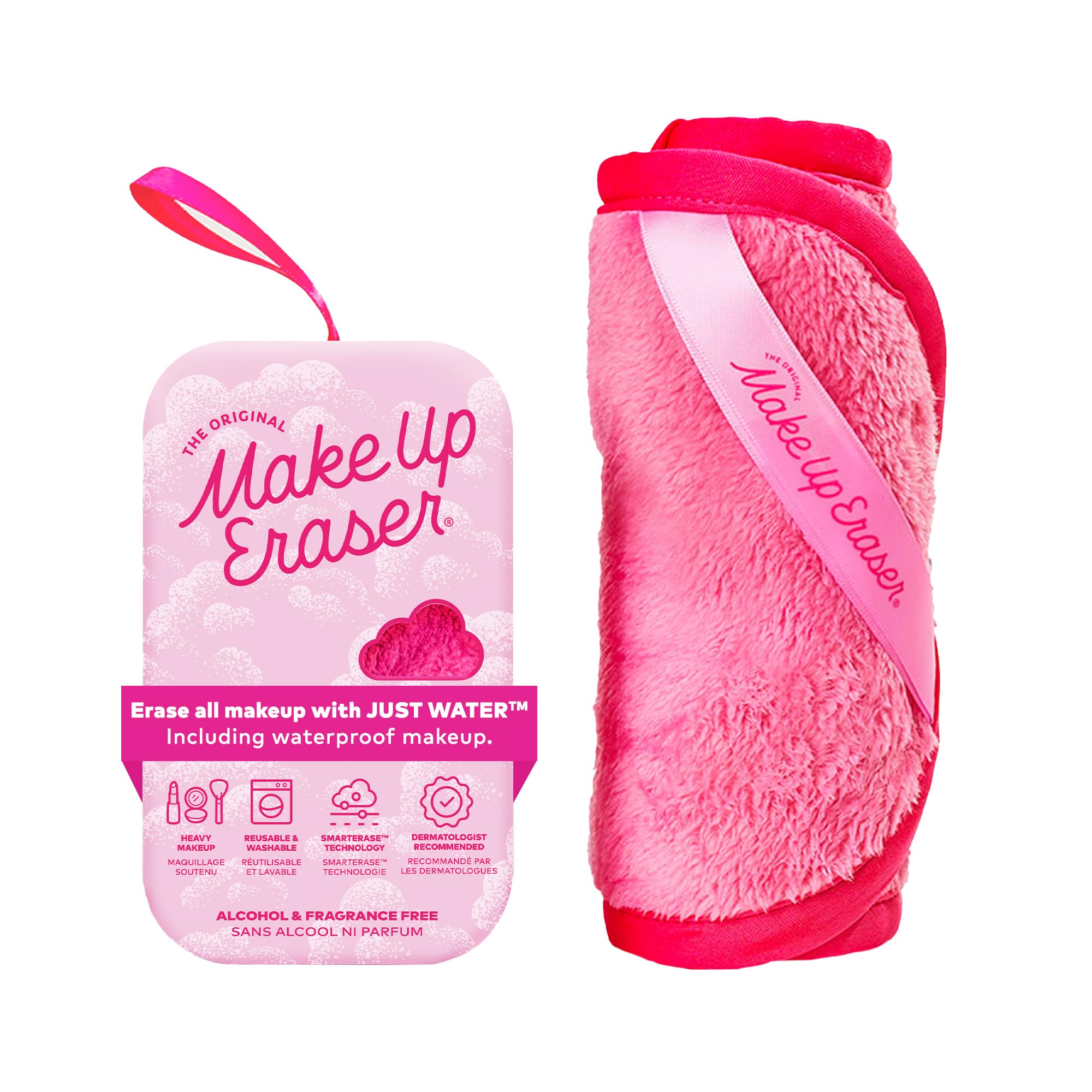 MakeUp Eraser Pro rosado original para eliminar maquillaje con agua con tacto suave.