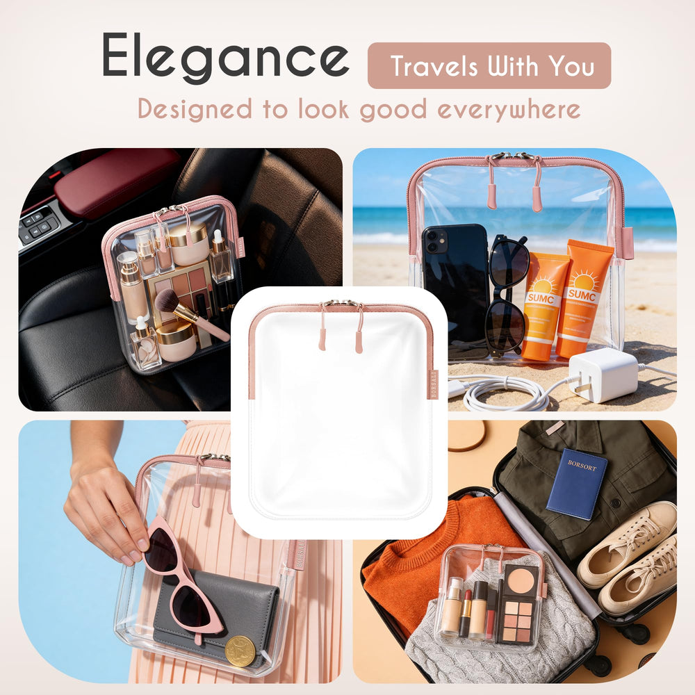 BORSALI taupe travel pouch that complements luggage and style