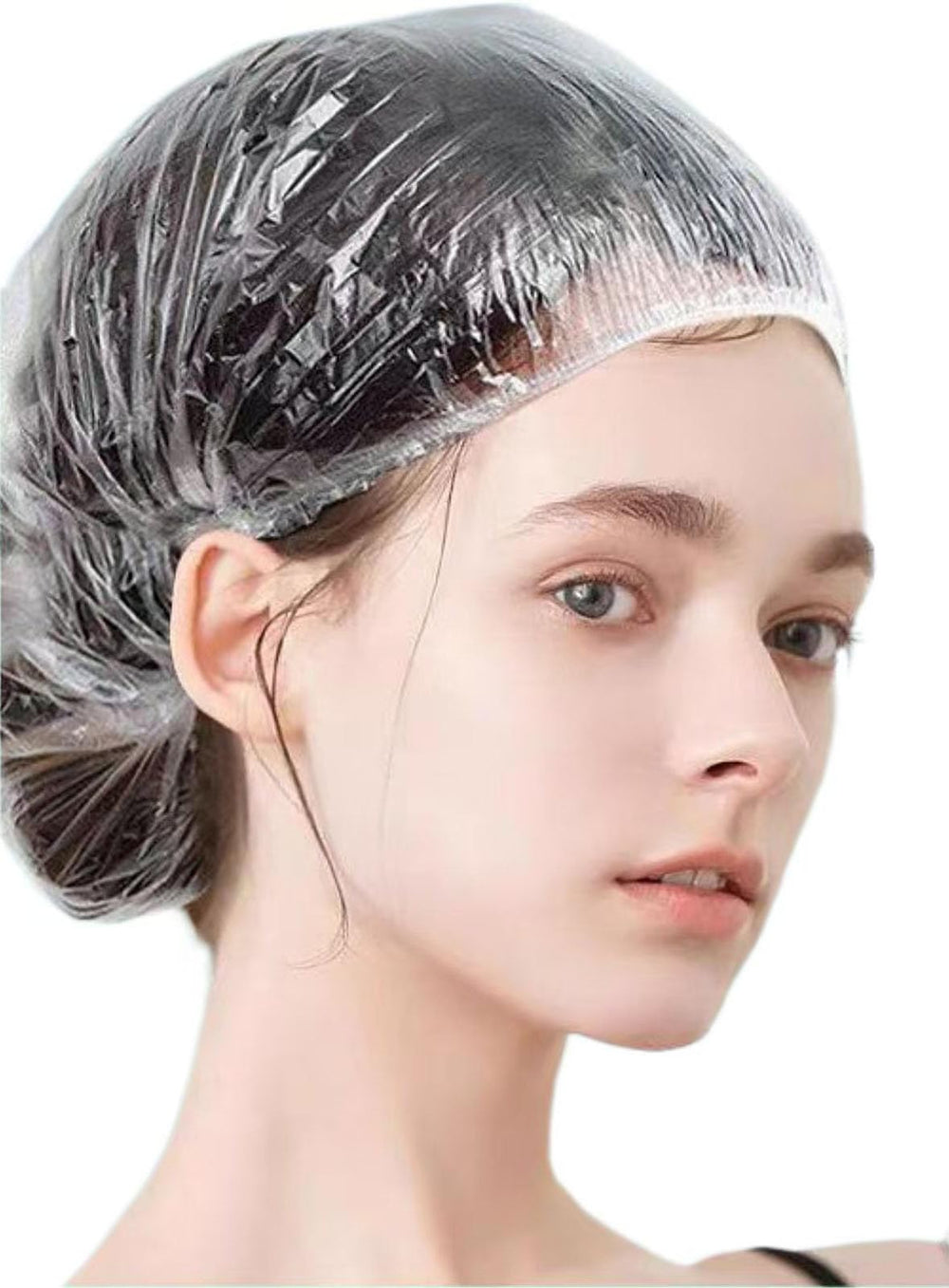 Gorra de ducha desechable Borsicge transparente, talla grande, protección rápida para el cabello durante la ducha