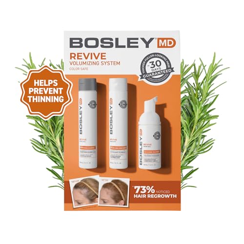 BosleyMD BosRevive conditioner bottle illustrating volumizing, lightweight hydration for fuller-looking hair