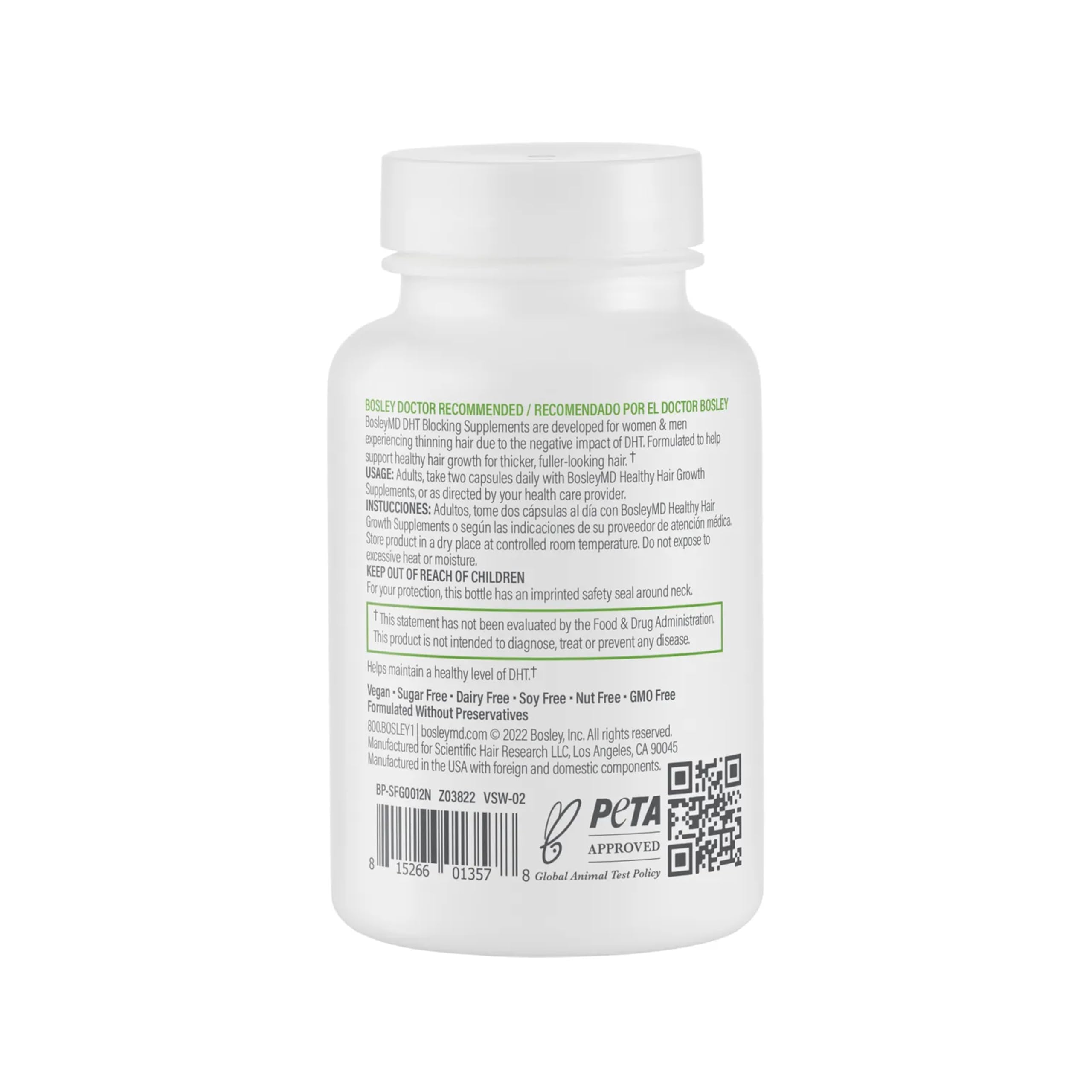 BosleyMD DHT-7 blend ingredients panel with seven natural components