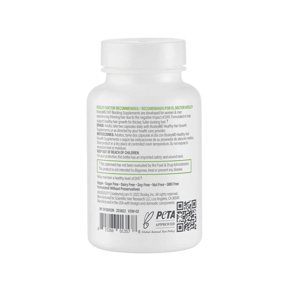 BosleyMD DHT-7 blend ingredients panel with seven natural components