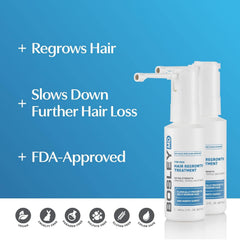 BosleyMD minoxidil spray nozzle delivers targeted treatment to thinning areas.