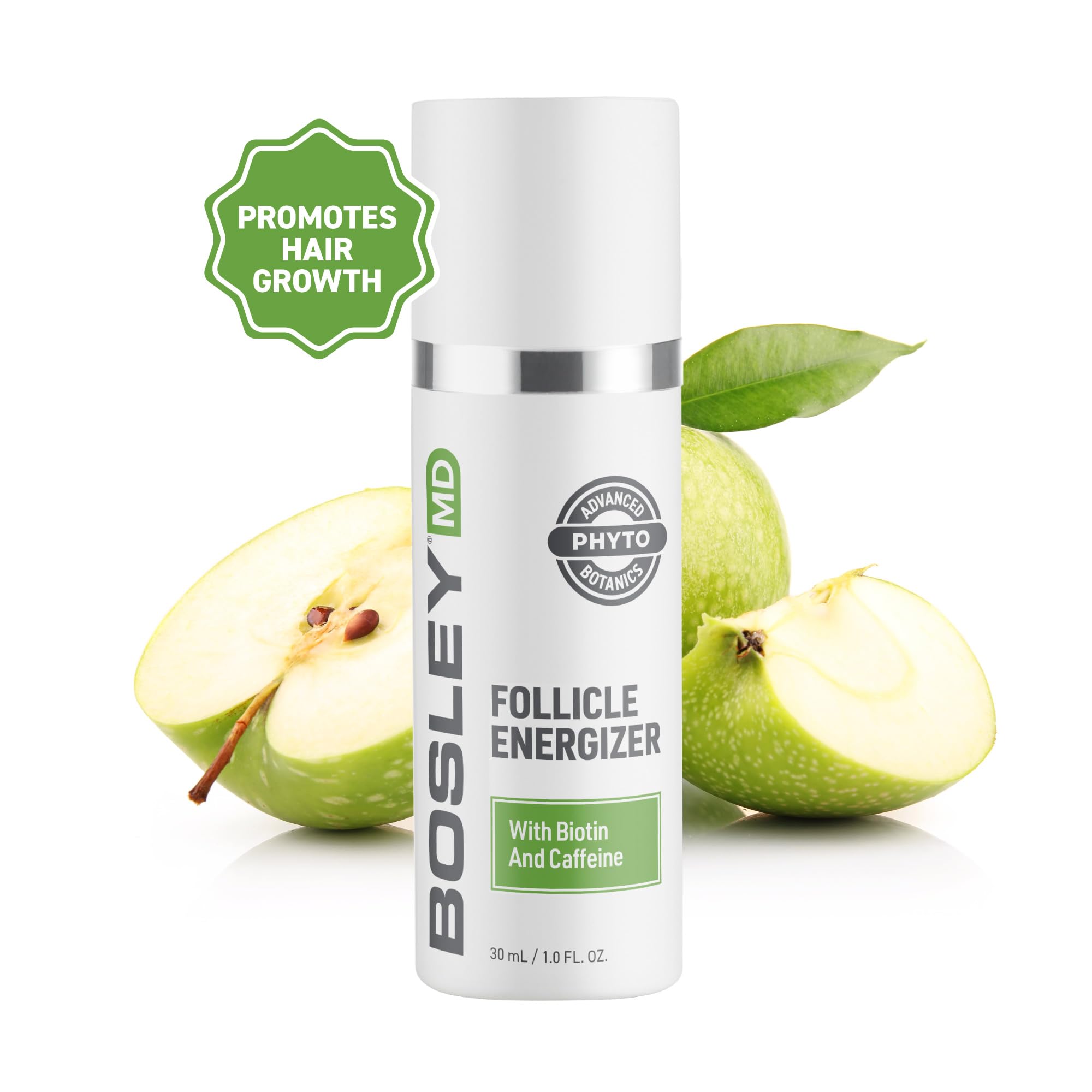 BosleyMD serum applying on scalp demonstrates gentle leave-in action for daily use
