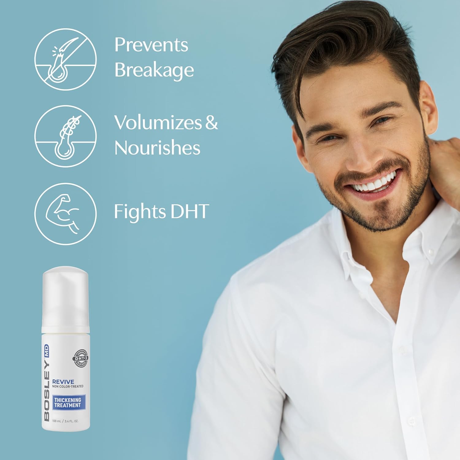 Lightweight, alcohol-free formula shown on non-color treated hair.