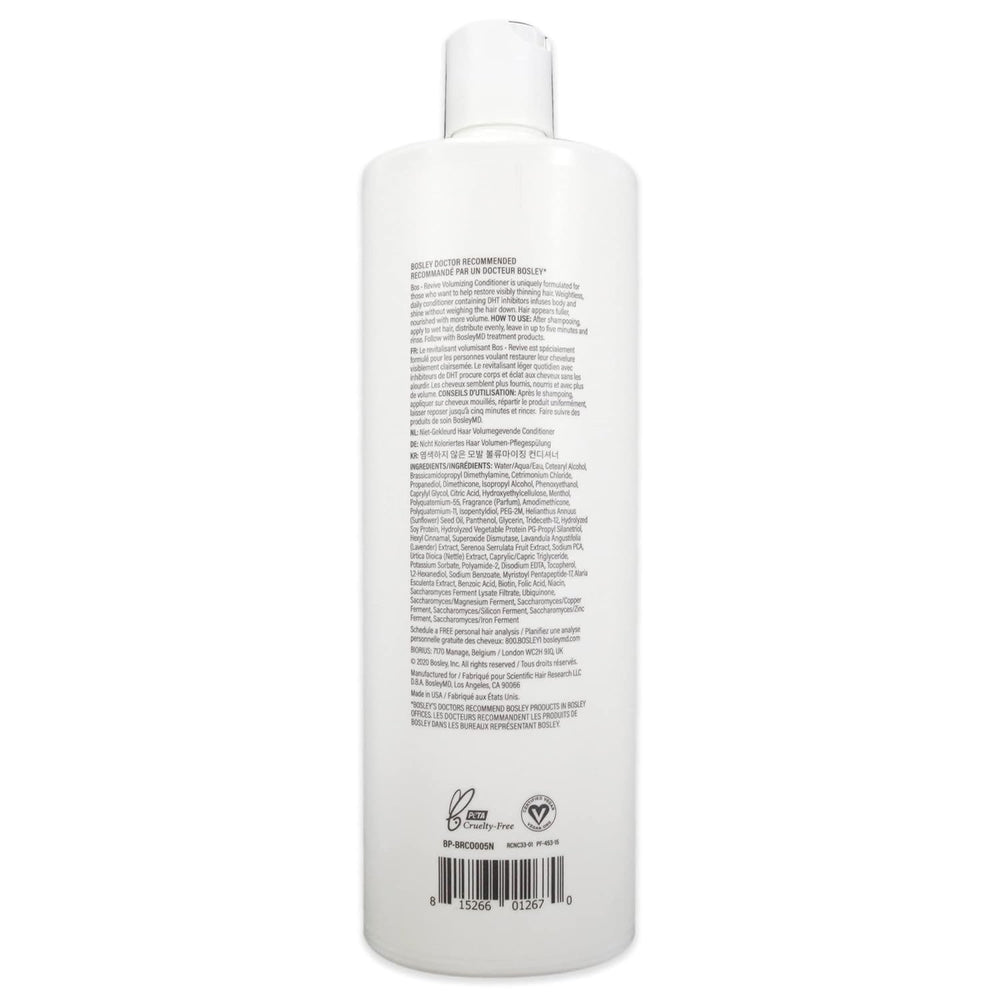 BosRevive bottle label closeup reveals a clean, vegan, sulfate-free formulation.