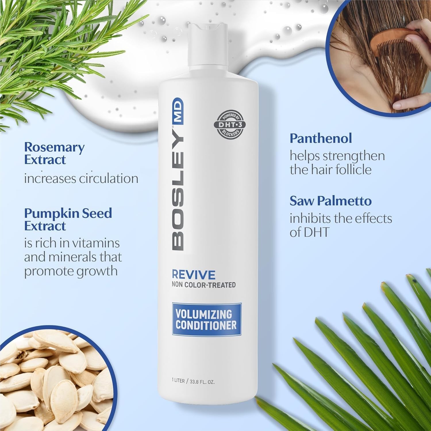 BosRevive pump dispenser enables controlled, convenient daily styling.