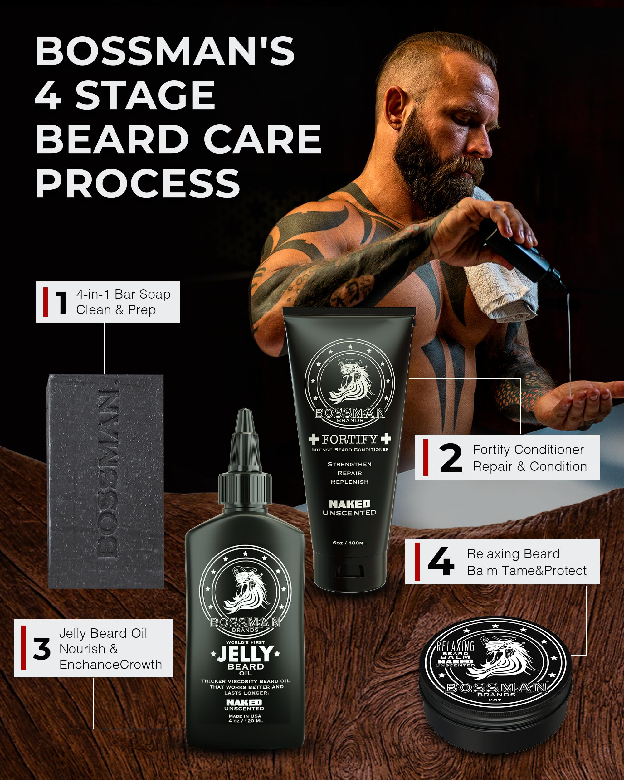 Beard grooming kit compatibility suggests harmony with Bossman balm and conditioner.