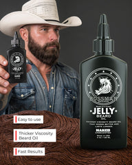 Application rub demonstrates easy, mess-free grooming with Bossman Jelly Beard Oil.
