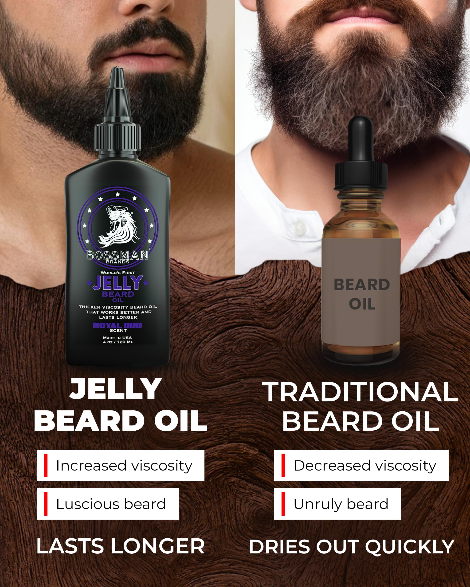 Smooth jelly texture helps tame and shape for a fuller, polished beard