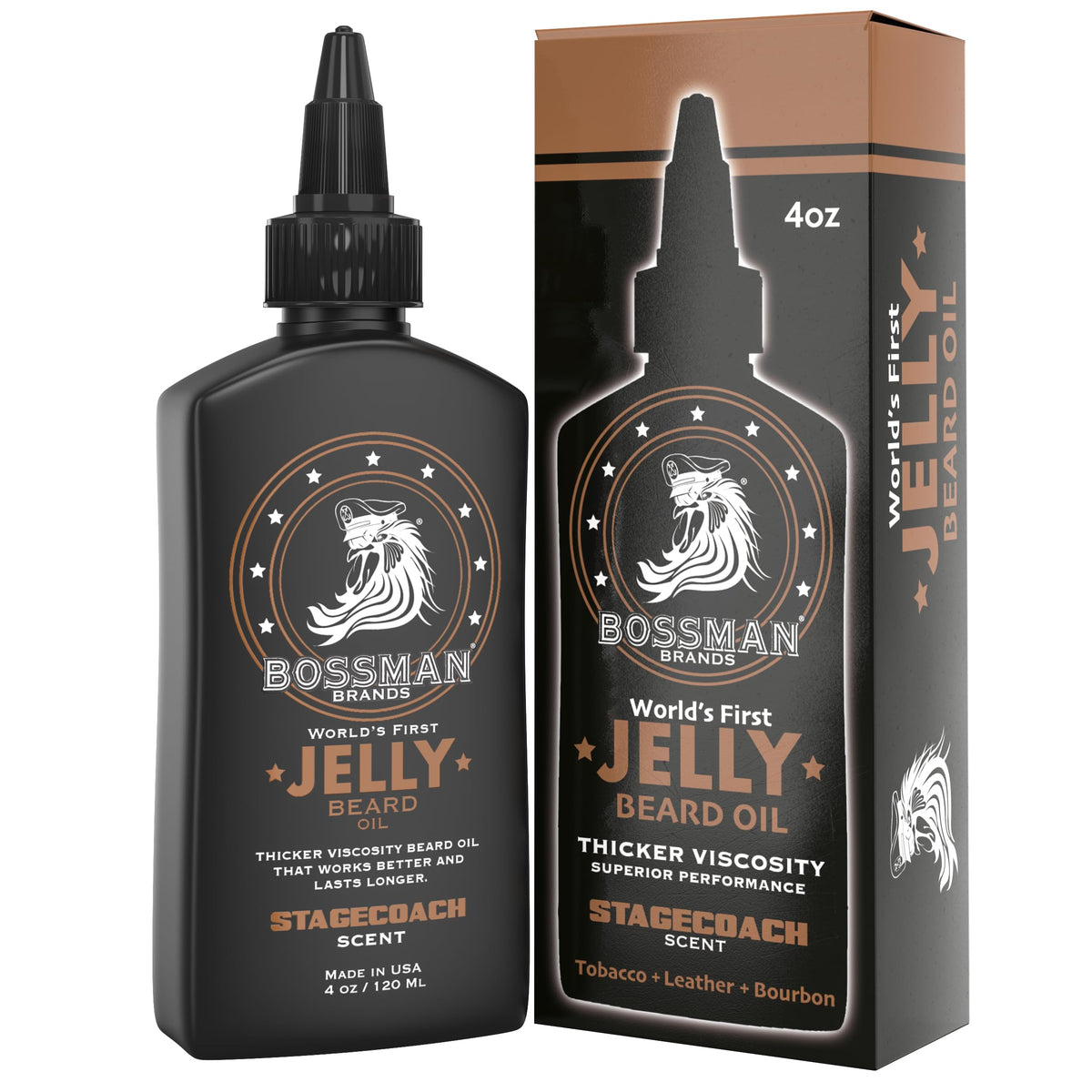 Bossman Jelly Beard Oil Stagecoach texture highlights rich hydration for a fuller beard.