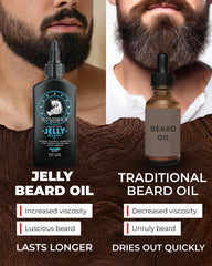 Close-up of thick jelly texture locking in moisture for beard care