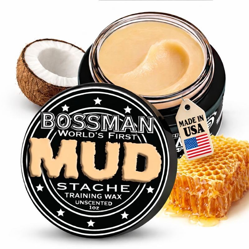 Bossman MUDstache unscented wax bottle for firm, non-tacky hold
