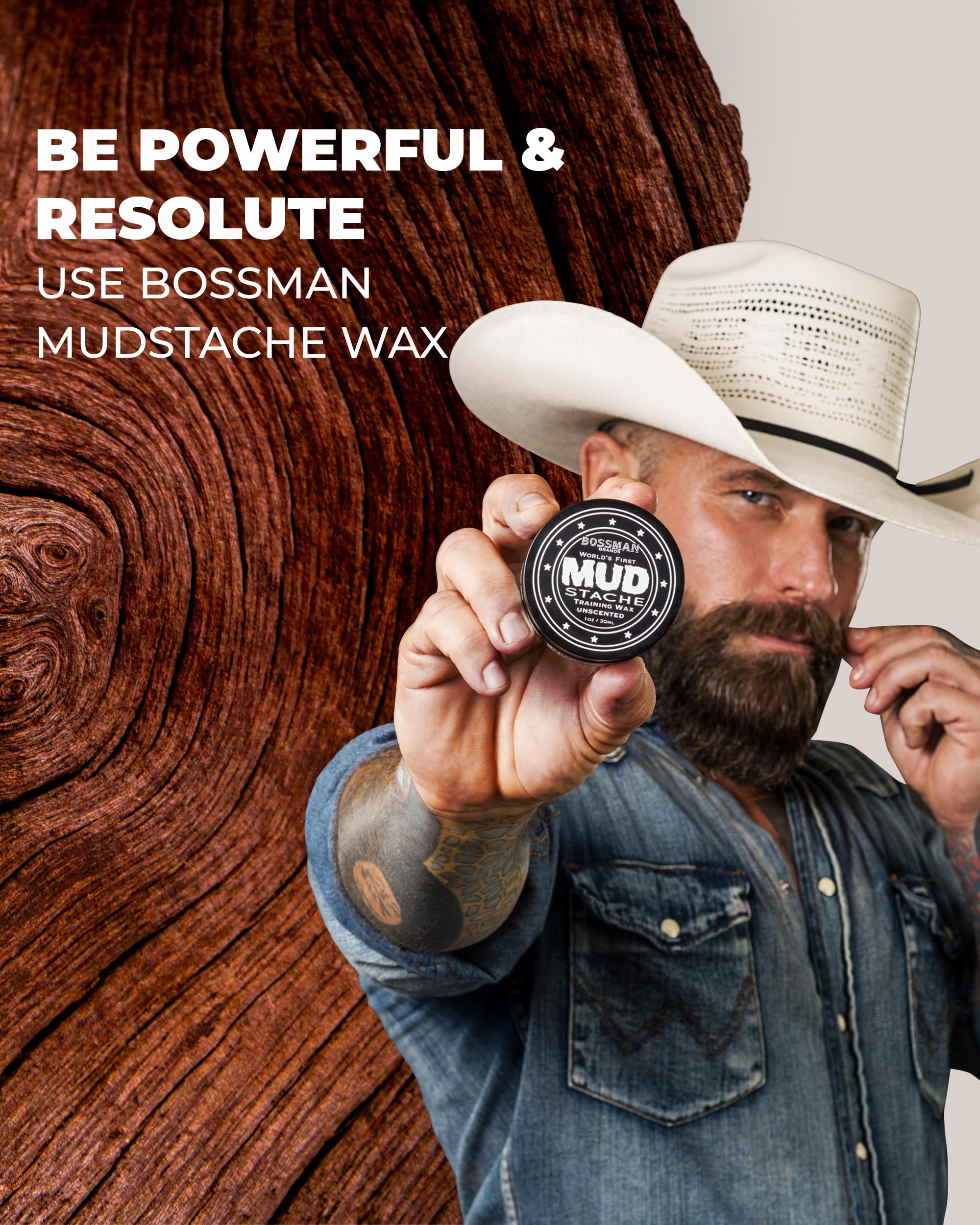 Bossman MUDstache offers 24-hour strong hold for all-day style