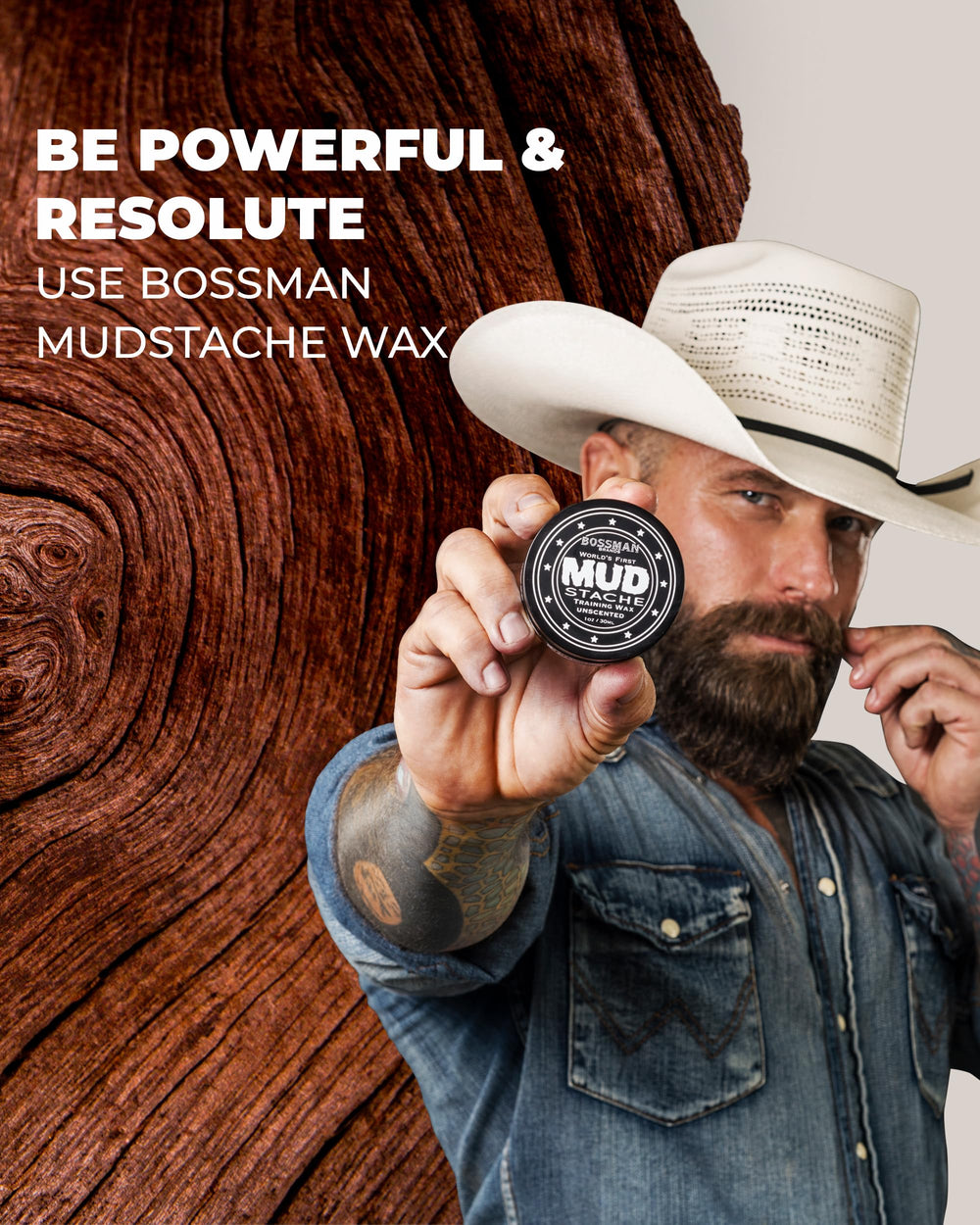 Bossman MUDstache offers 24-hour strong hold for all-day style