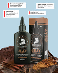 Bossman Stagecoach jelly softening action on dry beard for smoother feel.