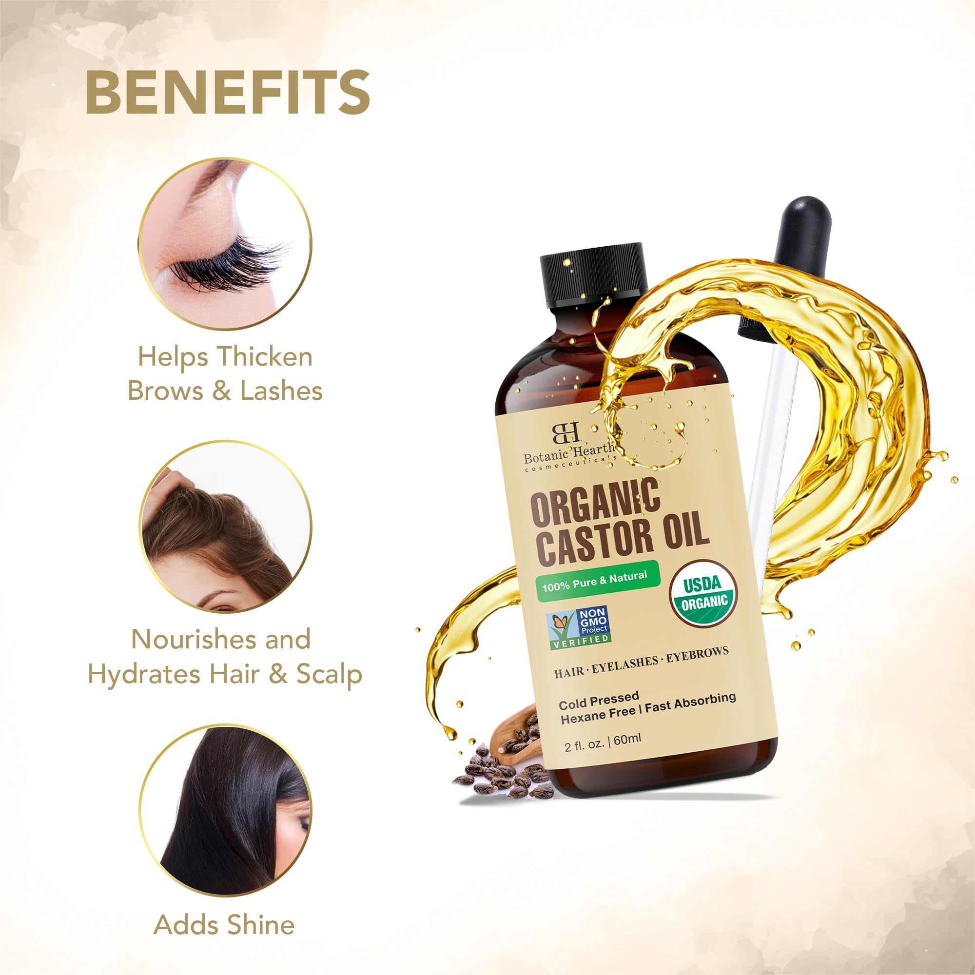 Botanic Hearth Aceite de Castor, hidratación para cabello seco y piel