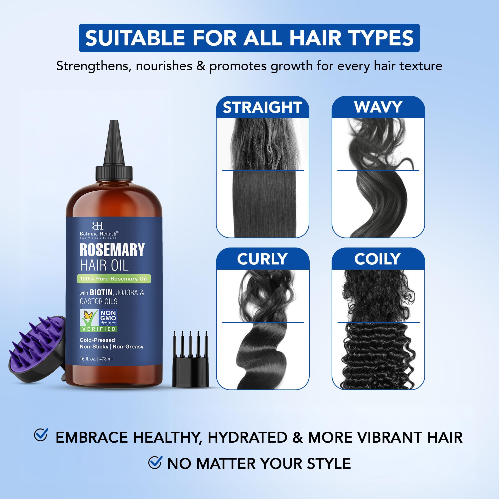 Botanic Hearth applicator tip targets scalp for precise oil delivery.
