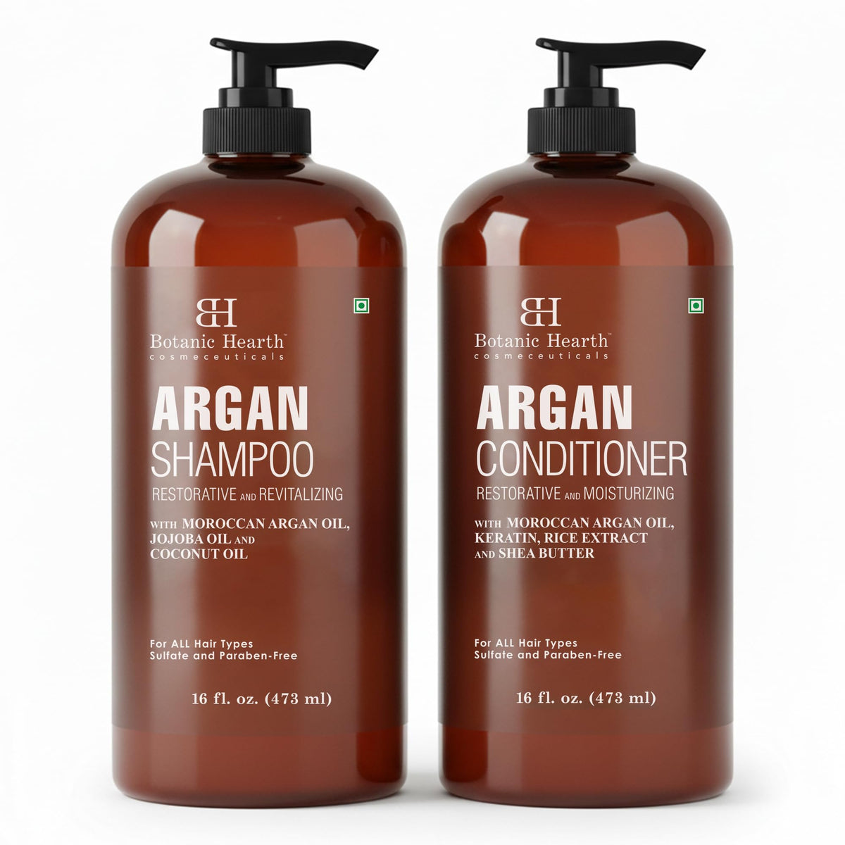 Botanic Hearth Argan Oil Shampoo bottle front showing premium hydration for daily cleansing