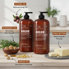 Botanic Hearth Argan Shampoo label close-up notes sulfate-free formula for gentle cleansing