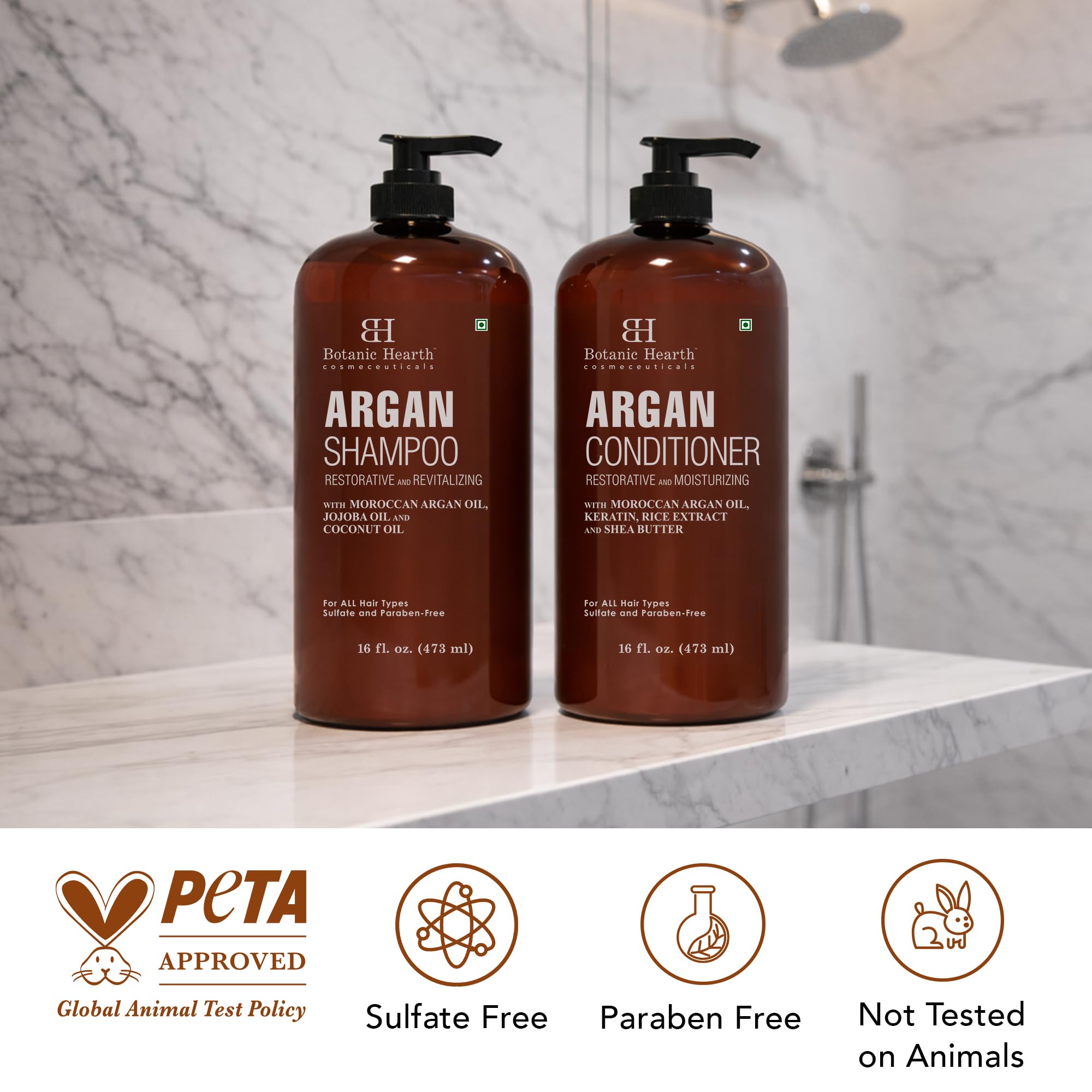Botanic Hearth Argan Oil sulfate-free label on bottle for gentle cleansing