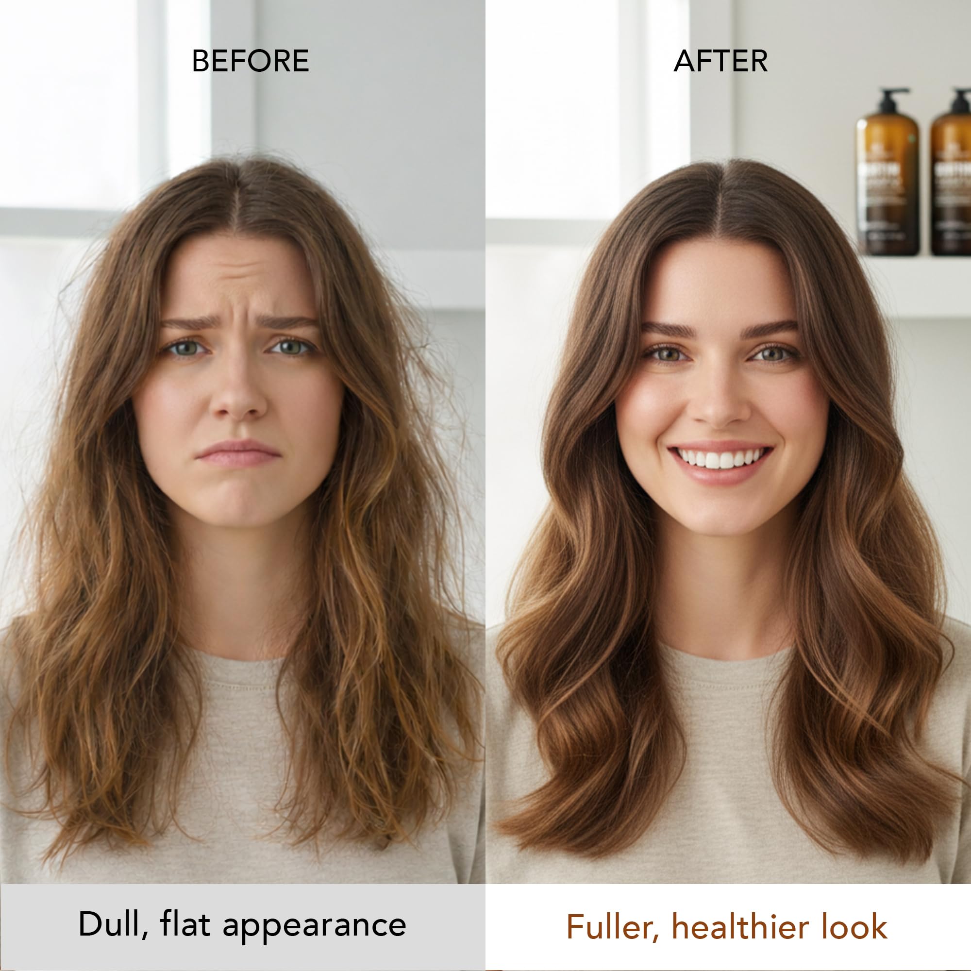 Botanic Hearth Biotin Conditioner with ginger oil on hair illustration for soft, hydrated ends.