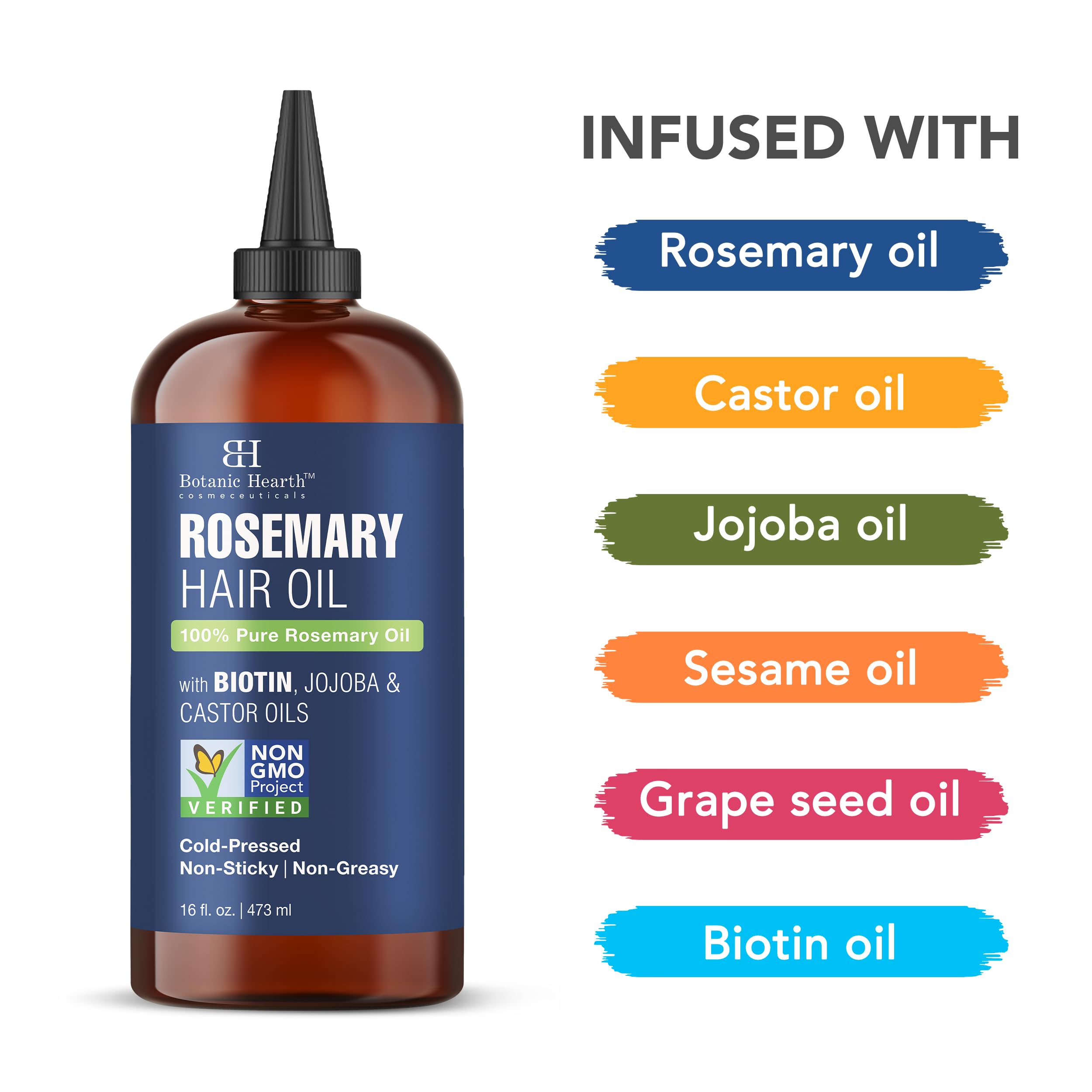 Botanic Hearth Biotin label highlights fortifying benefits for healthier-looking strands.