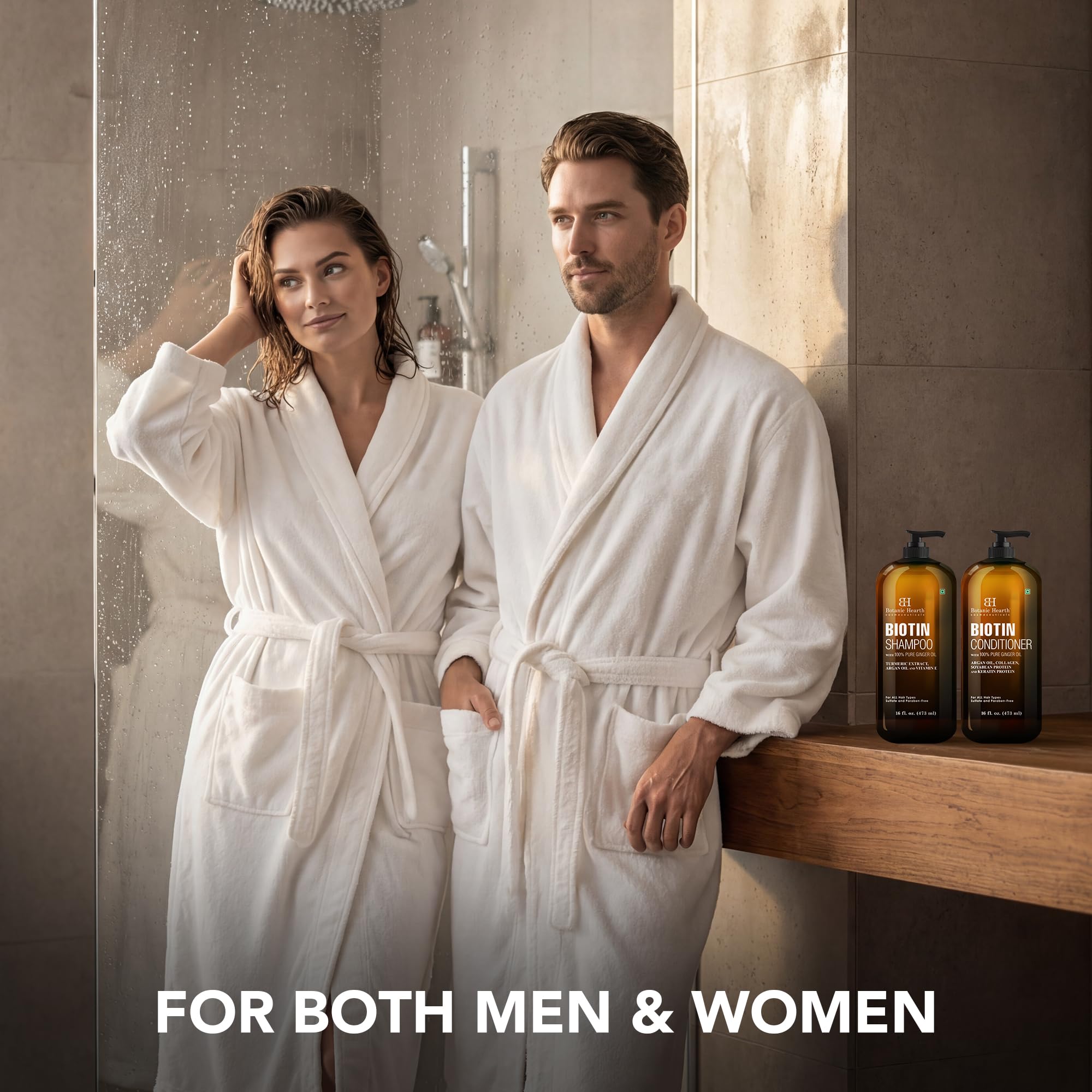 Botanic Hearth Biotin Shampoo product lather shown in hand with creamy texture.