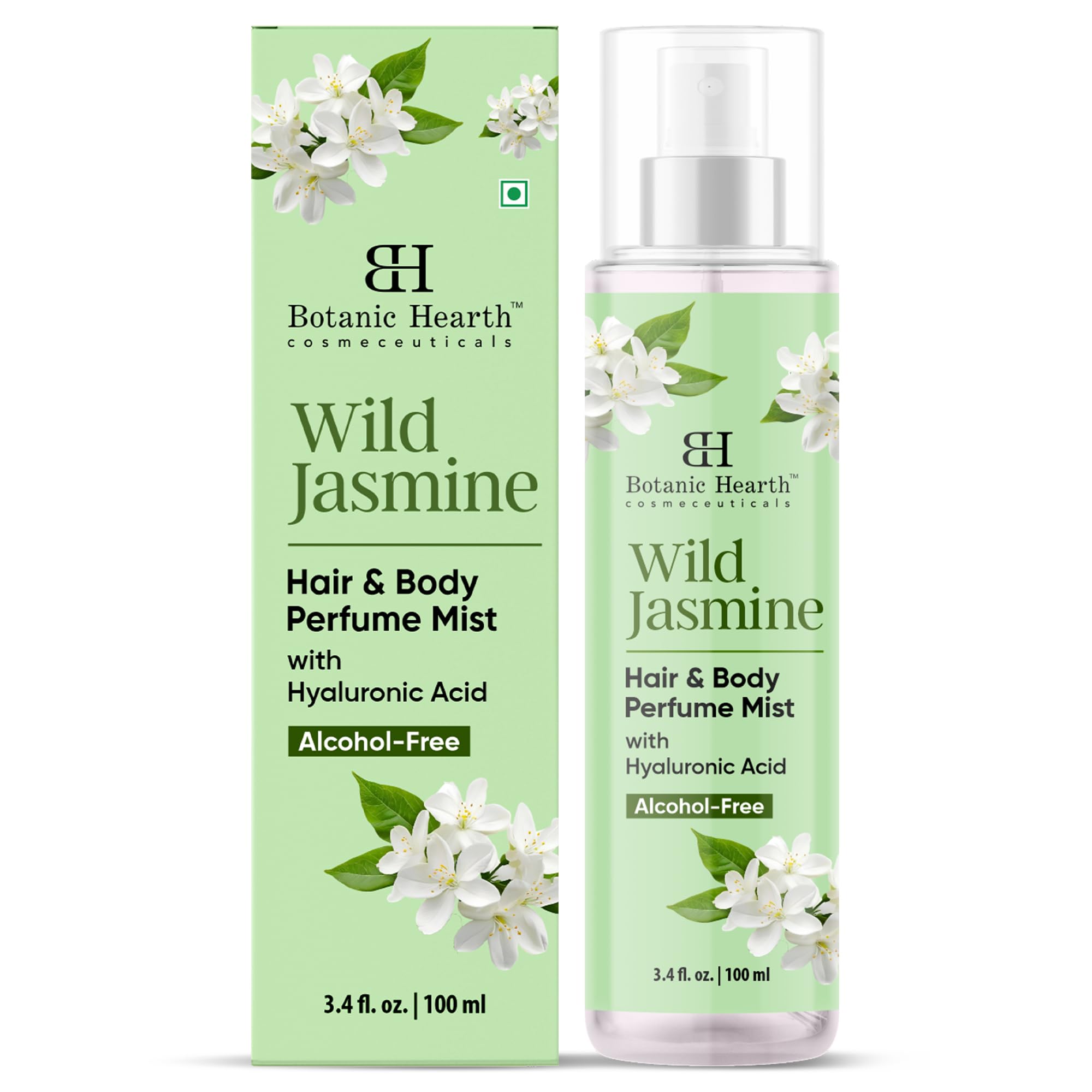 Botanic Hearth Jasmine Hair Perfume & Body Mist spray application on hair for a refreshed feel